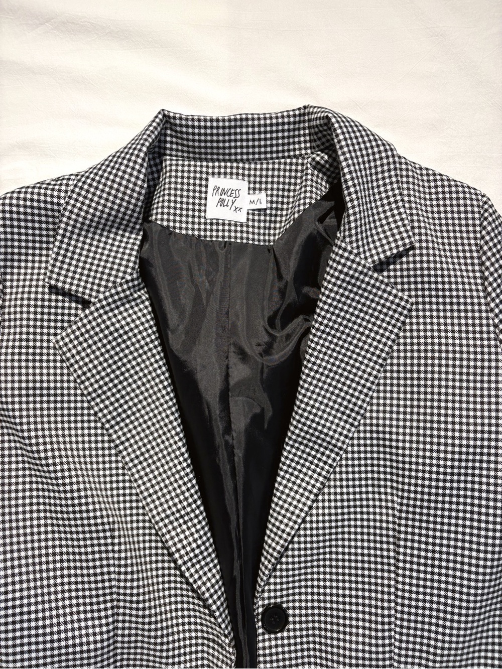 Princess Polly Black and White Checked Blazer Jacket M/L - Picture 6 of 6